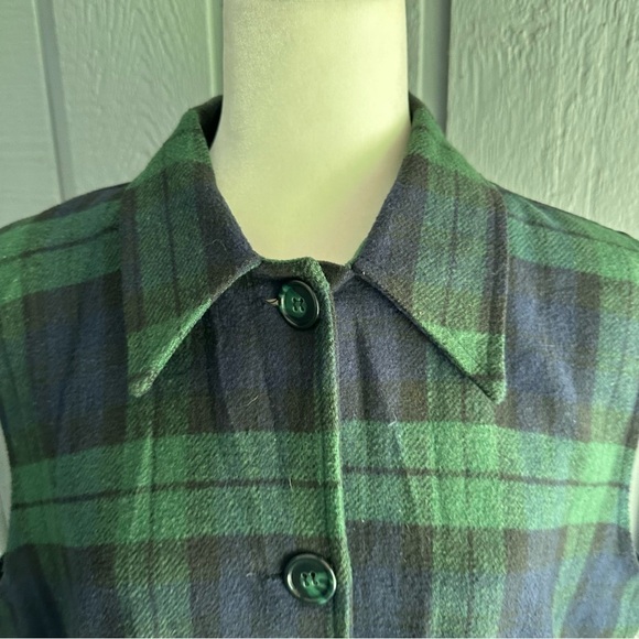 Vintage Stefano International Plaid Sleeveless Button Down Shirt Blue Fringe 80s - Picture 14 of 16